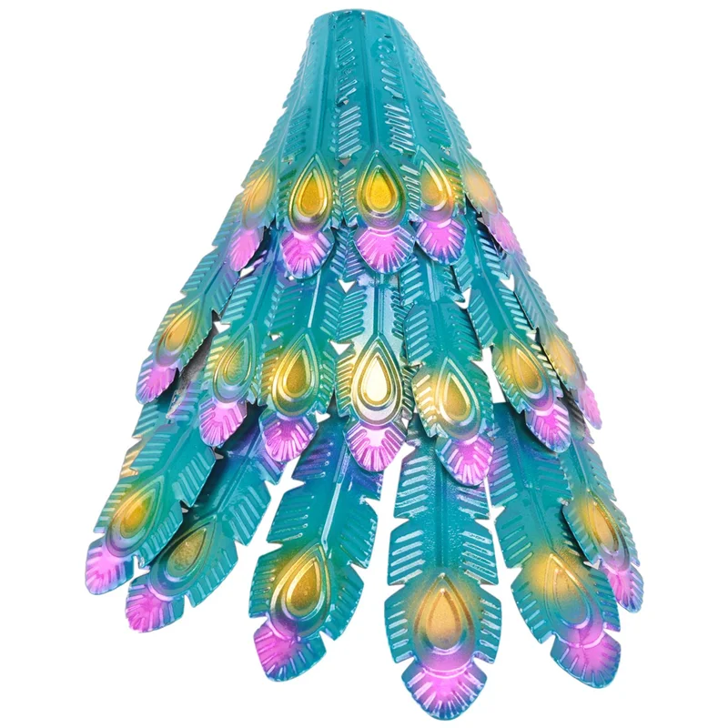 AEE6-1 قطعة تمثال الطاووس المعدني متعدد الألوان تمثال الطاووس المعدني في الهواء الطلق حديقة ، فناء ، سطح السفينة ، الشرفة ساحة الفن الديكور مع