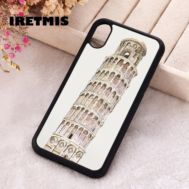 Iretmis Phone Cover Case For iPhone X XS Max XR 11 12 13 PRO MINI 14 15 16 Plus Rubber Silicone Leaning Tower Of Pisa