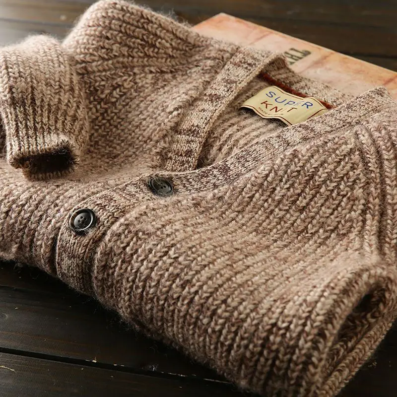 Autumn and Winter High-end Knitting Cardigan Thicken Sweater Coat Jackets for Men Streetwear Fashion Comfortable Loose Keep Warm