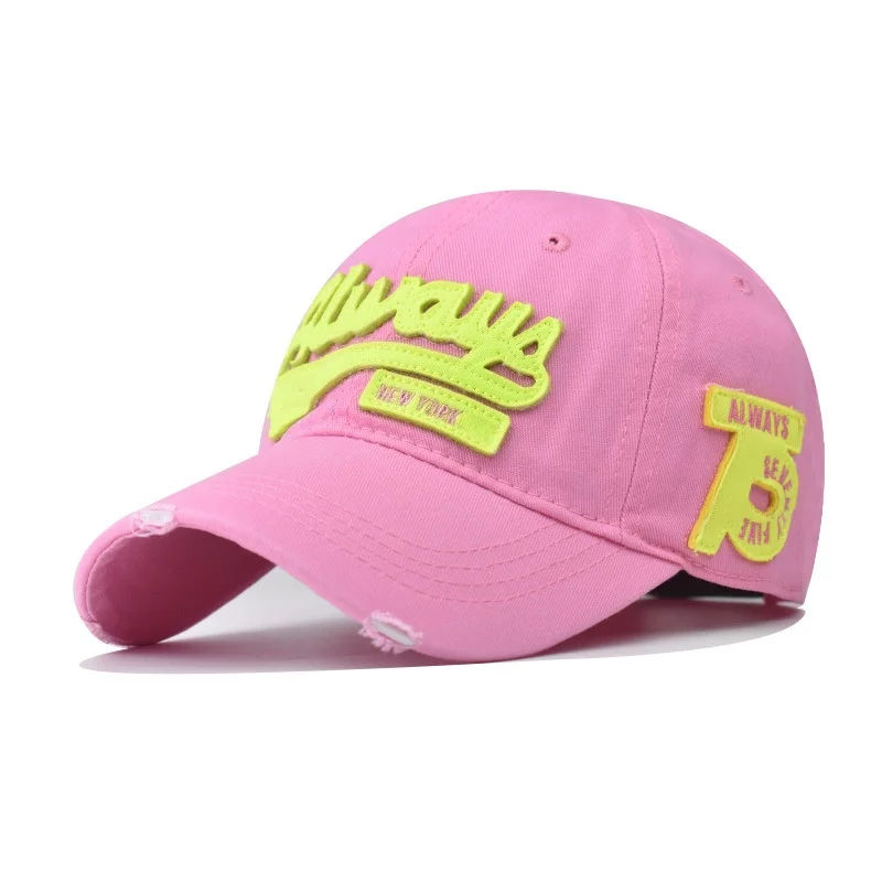 Distressed Color‑Contrast Embroidered Baseball Cap, Adjustable Hip‑Hop Trucker Dad Hat For Street Outdoor Unisex  Sports Hat