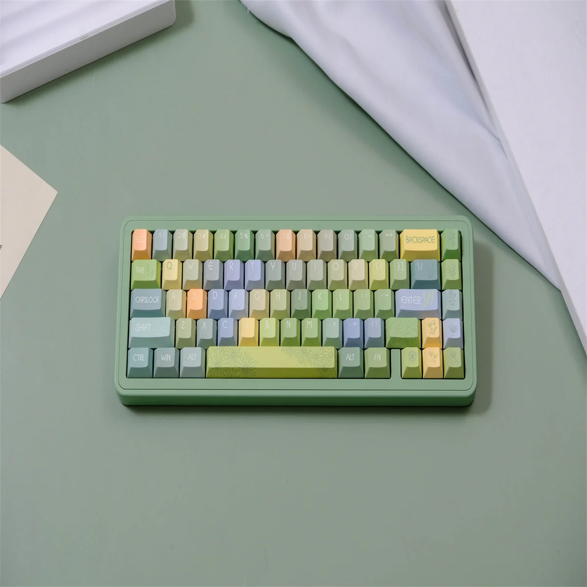 

Pinellia ternata Side light transmission Keycap 135 Key PBT Material Cherry Profile DYE-SUB Personalized For Mechanical Keyboard