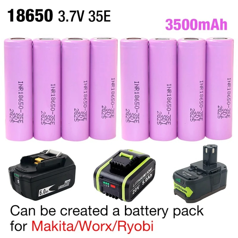 10-20 Stück 18650-Akku 3500 mAh 100 % INR18650-35E Original 3,7 V 20 A wiederaufladbarer Akku 18650 für Spielzeug, Elektrowerkzeuge, Taschenlampen