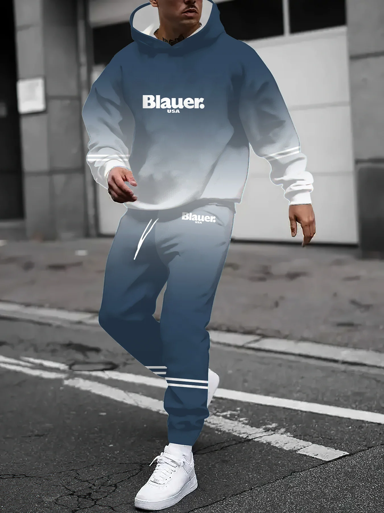 

Autumn and Winter Men Hoodie Set Fashion Blauer Printed Pattern Hoodie Set Men Sports Hoodie Set Quick Drying and Comfortable