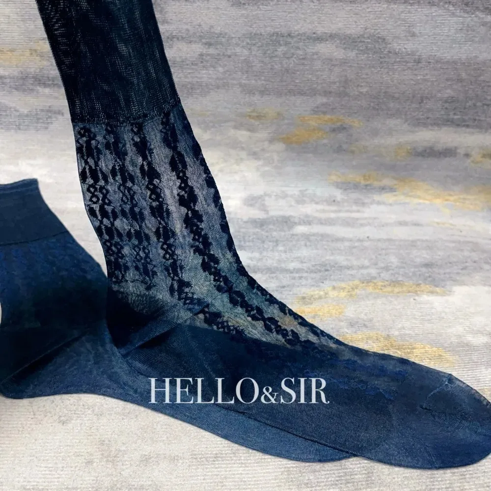 

Брендовые мужские носки-трубочки, сексуальные экзотические ультратонкие прозрачные синие жаккардовые прозрачные носки, подарок для мужчин, деловые деловые мужские классические носки