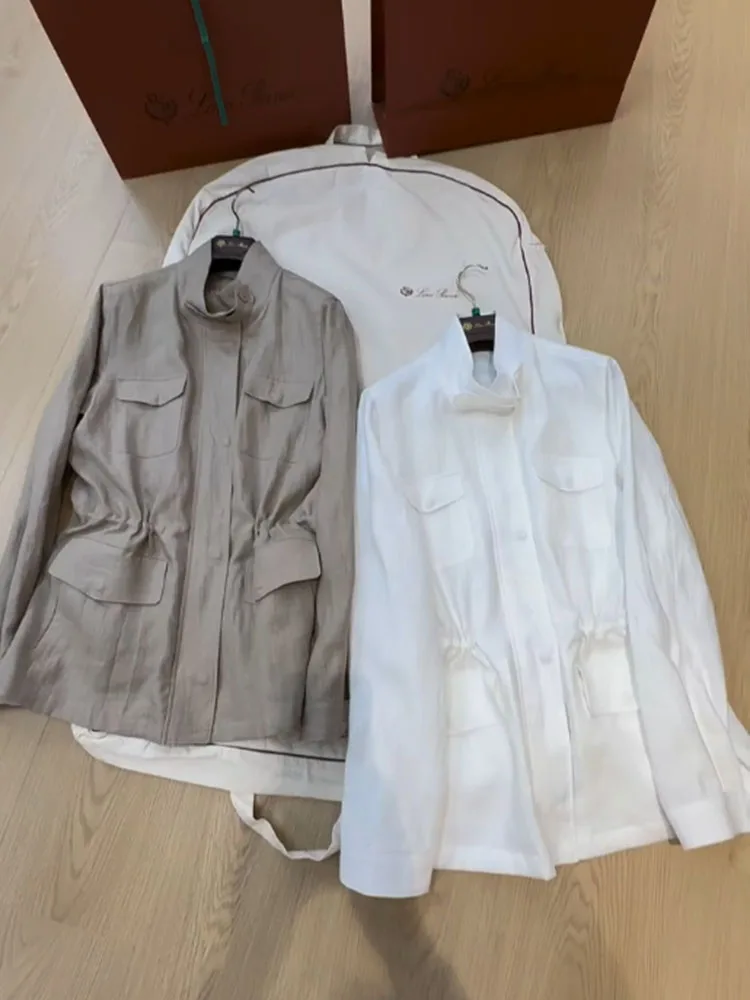 

Уникальная льняная рабочая куртка для женщин, лето 2025, повседневная, универсальная, с поясом, для активного отдыха, солнцезащитная, ветрозащитная