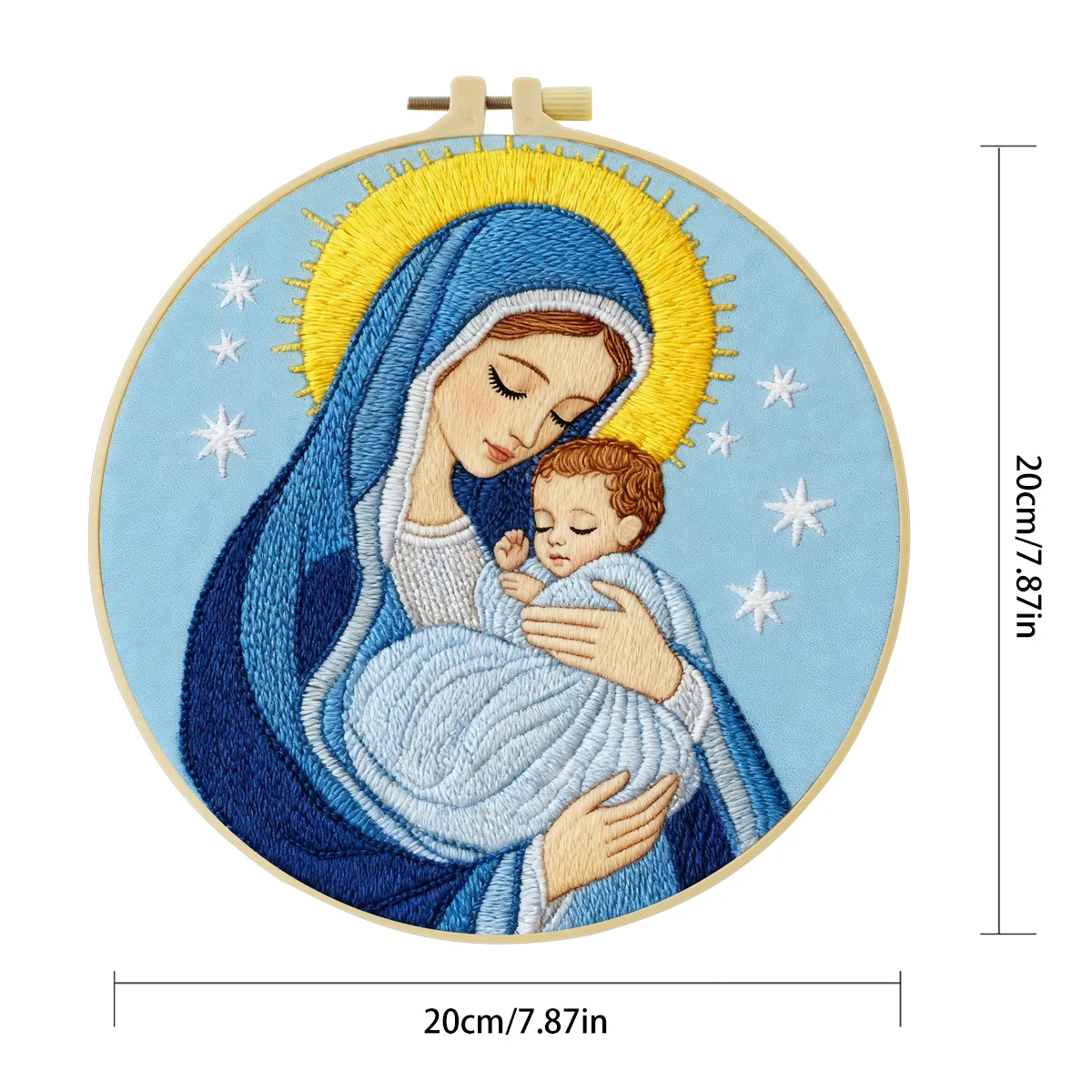 1 Stück 20X20CM/15X15CM 7,87/6,3 Zoll Religiöses Stickerei-Starter-Kit DIY-Set DIY-Stickerei-Set Handarbeit Nadelkunst – Detail 3