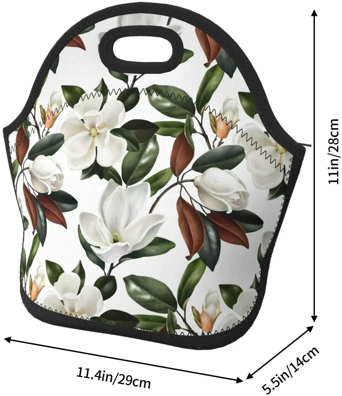 Bolsa de almuerzo de neopreno Magnolia Flower Boxs, bolsa de mano térmica duradera, organizador, bolsas Bento más frías, bolso de mano para fiambrera