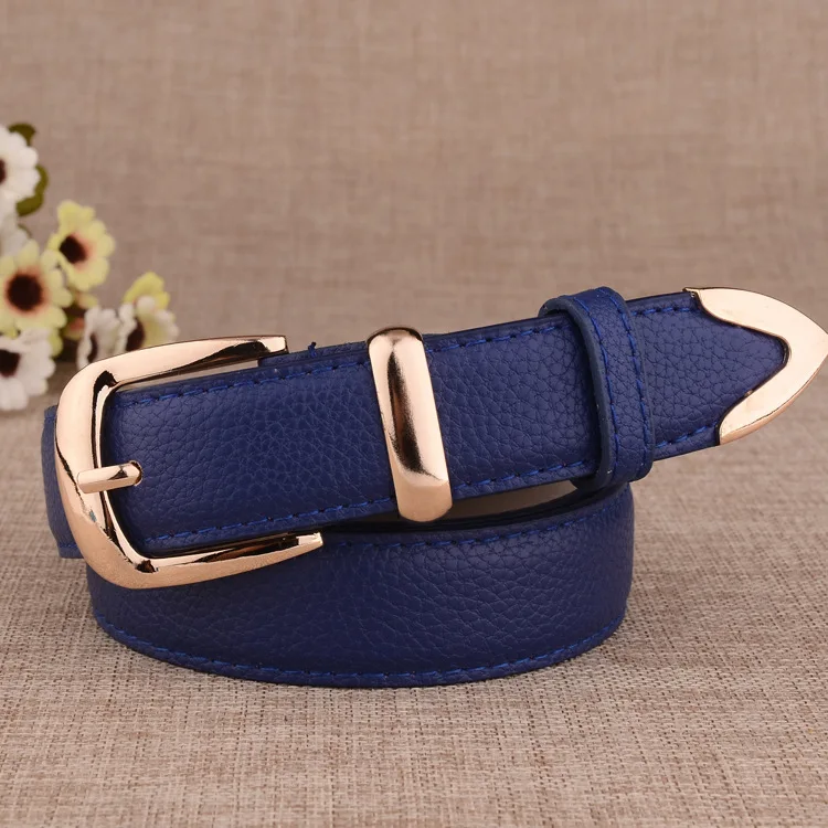 2024 All match Fashion Women Casual Imitation Leather Belt Brown Blue 105cm Korea Style New Arrival Lacquer Alloy Buckle