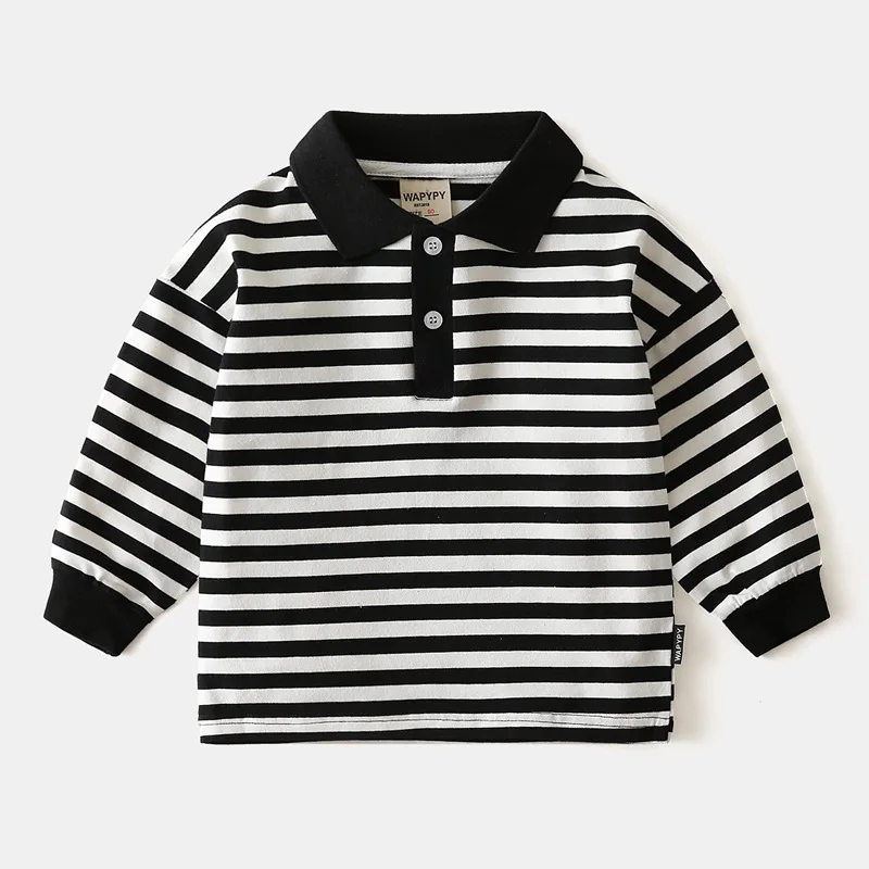 

Striped Boys Polo T-shirts Toddler Kids Tops Tees Sweatshirts Children's Clothes Long Sleeve