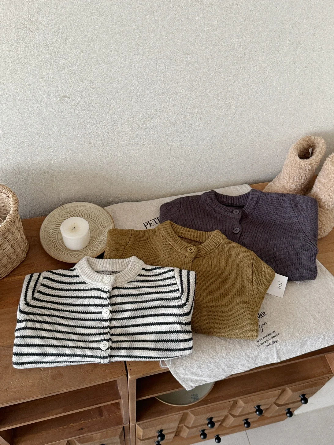 الرضع الفتيات سترة معطف طويل الأكمام الفتيان عادية مخطط تريكو ملابس الطفل 2025 الخريف جديد الأطفال سترة مشغولة من الصوف القطن #3