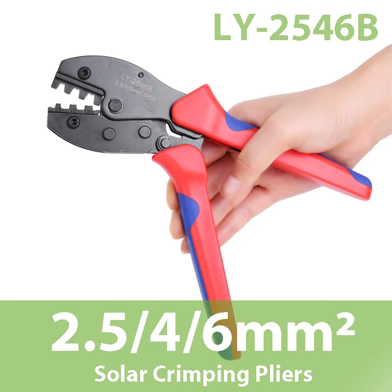 

Solar PV Cable Crimping Pliers LY-2546B MC 2.5/4/6mm²/14/12/10AWG Connector Pressing Tool Ratchet Pliers