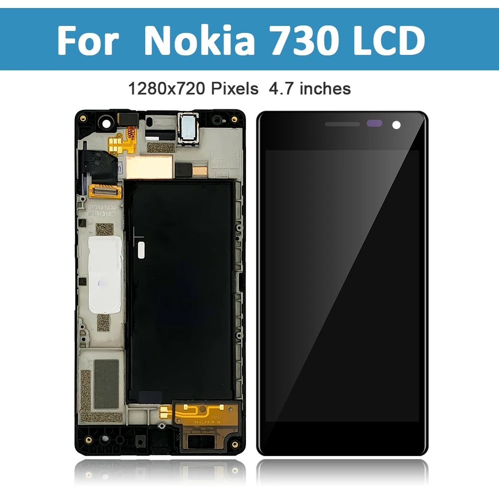 Imagem -02 - Original 4.7 Original Lcd Tela de Toque Lcd para Nokia Lumia 730 Display com Quadro Reparação Digitador Substituição para Nokia 735 Display Lcd