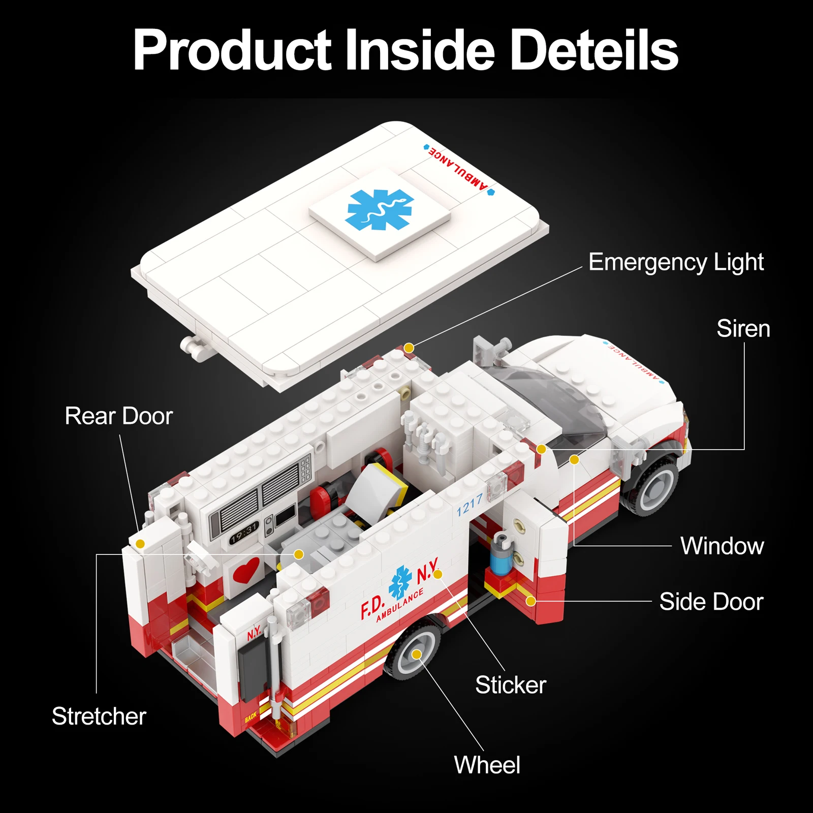 660 pezzi modello di ambulanza americana blocchi di costruzione tecnologia modulare di piccole particelle regali di festa per bambini assemblare giocattoli vestito