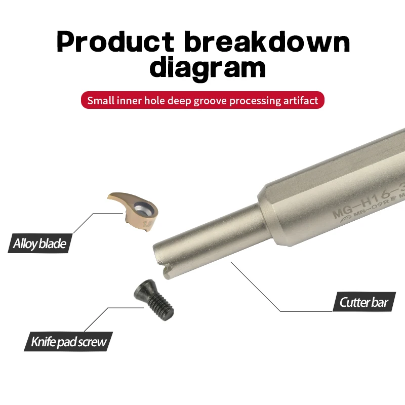 Small Hole Slotting Cutter Bar Comma Blade MB-05GR 07GR 09GR 11GR CNC Lathe Hard Metal Deep Groove Turning Tool