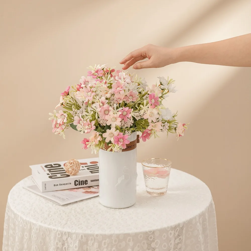 

7, снежинка, новая дикая хризантема с травой, имитация цветов, INS, украшение для дома, свадьба