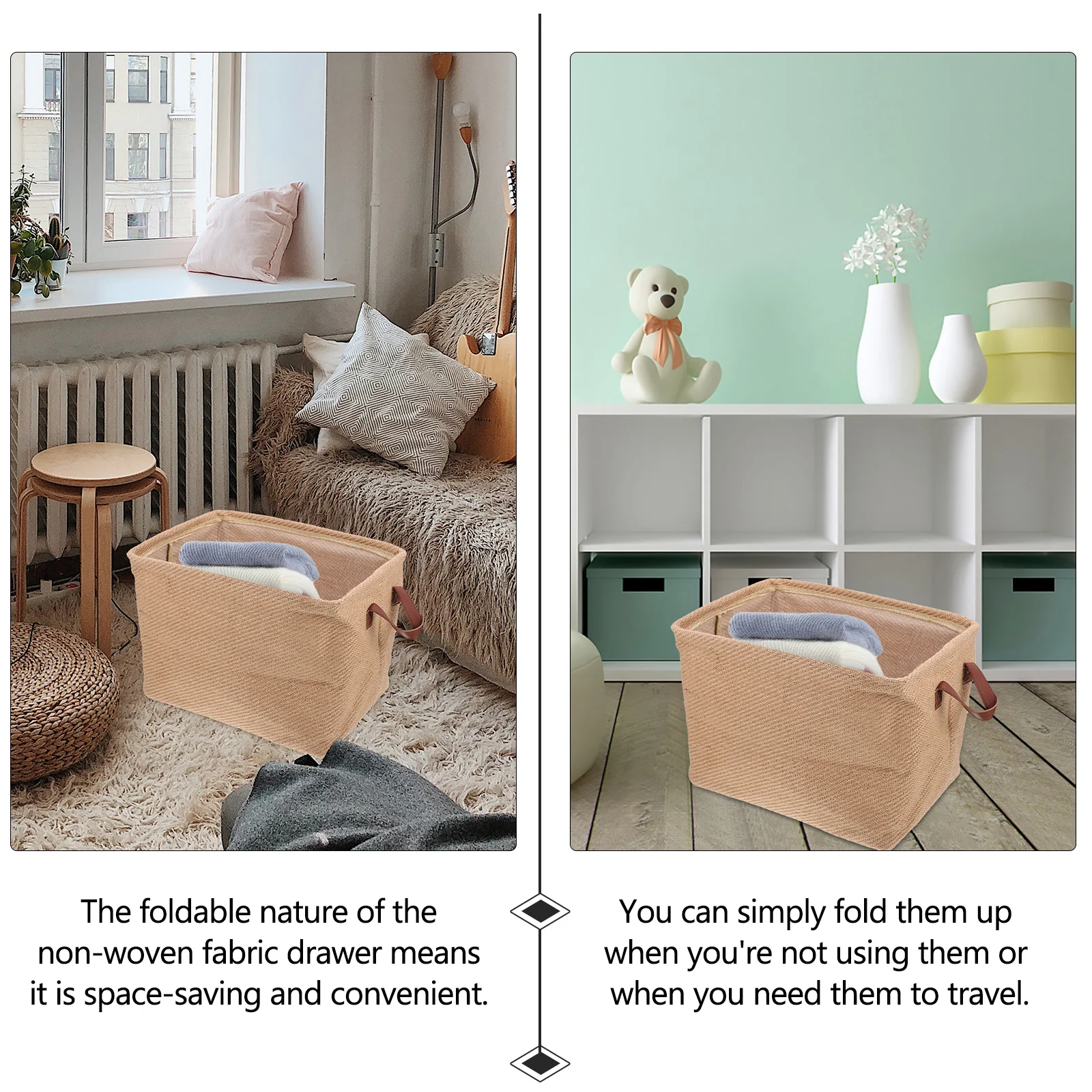 

1Pcs Foldable Storage Box Jute Basket Large Capacity Wardrobe Clothes Organizer Household Sundries Case Storage Box