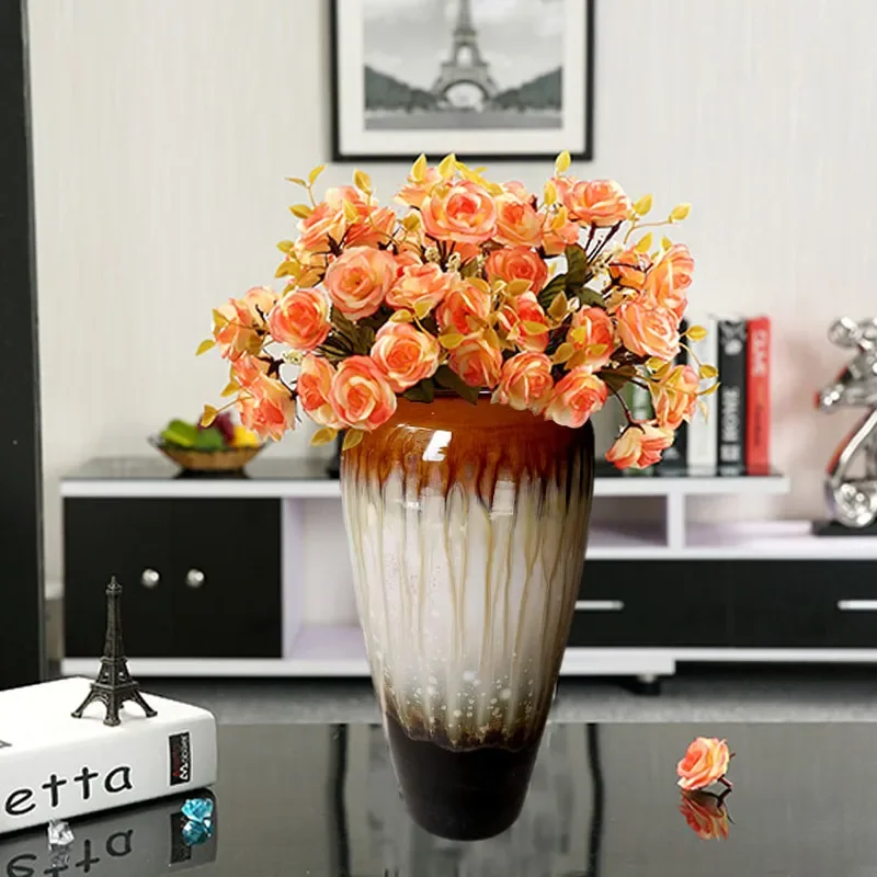 for Jingdezhen Ceramic Color Glaze Kiln Handmade Pottery Vase Green Bubbles High Temperature Porcelain No Leakage Flower