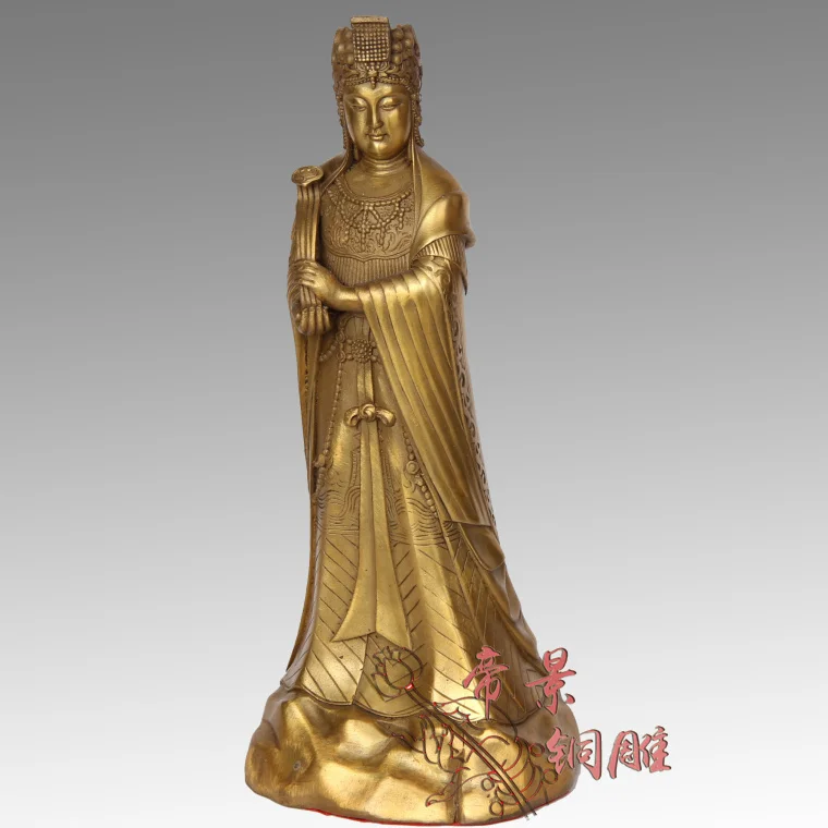 23CM office family shop efficacious brass Sea God Mazu Guanyin bronze statue-bless Safety luck Talisman