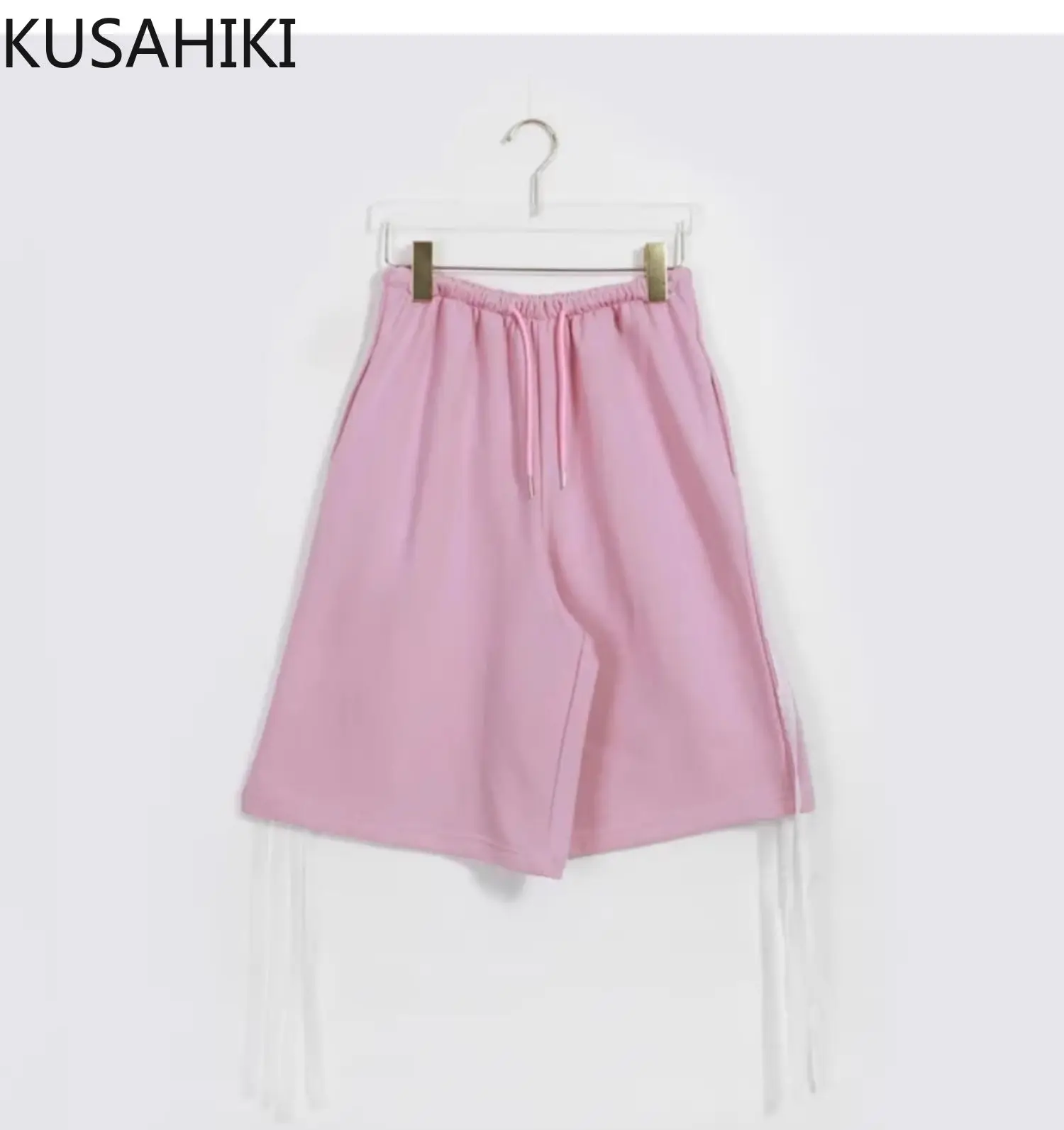 

KUSAHIKI Korean Version Instagram Cute Girl Side Lace Strap Sweatpants Casual Half-ength Pant Pantalones De Mujer