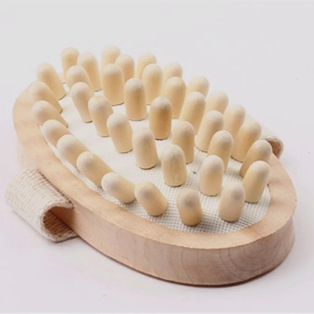 Body Massage Bath Brush Wooden Massage Round Head Bath Bathroom Accessories (Wood Color) Wooden bath brush