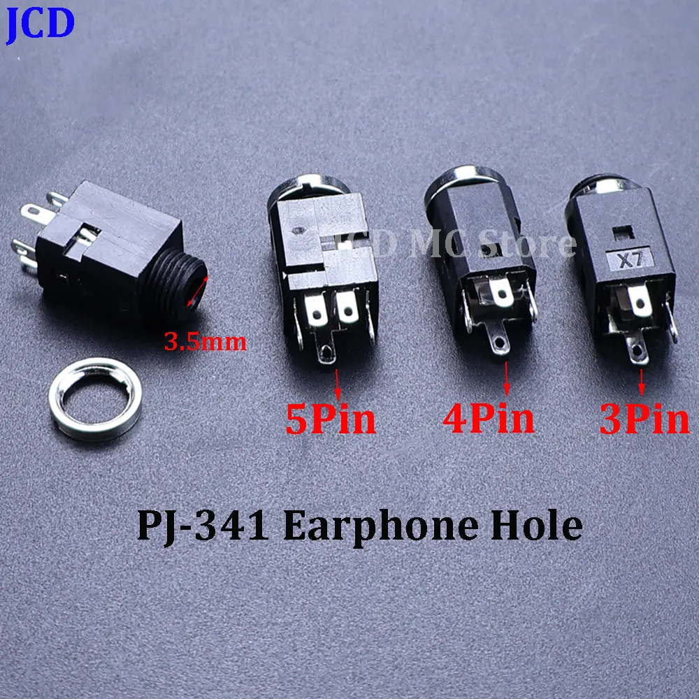 

2/5/10Pcs PJ-341 Headphone Hole 3.5mm 3/4/5 Pin Vertical Socket Female Socket Jack with Screw 3.5 Audio Headphone Connector