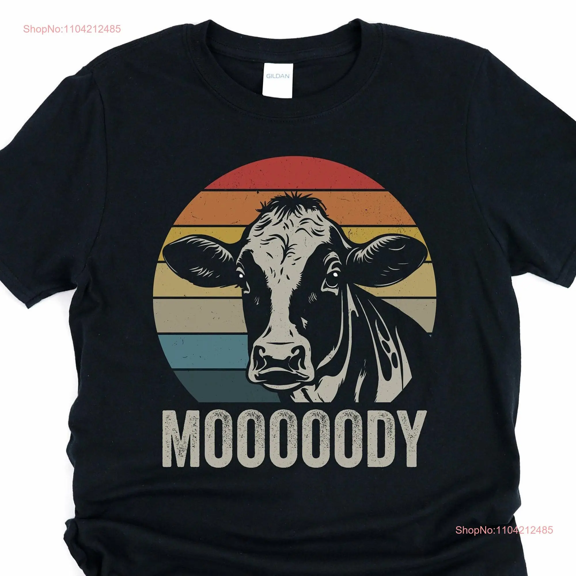 Moody cow shirt retro farmer gifts funny farm animal long or short sleeves