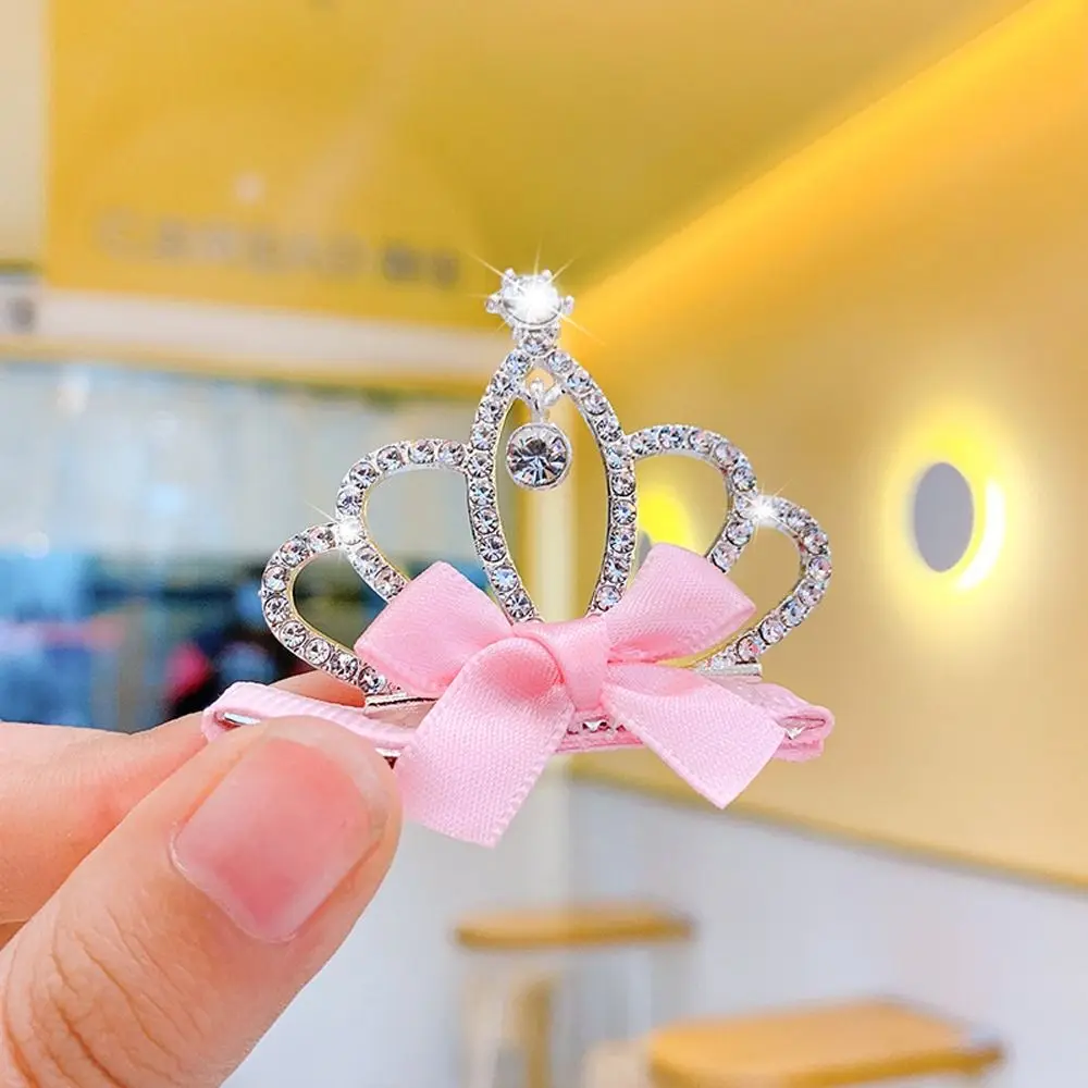 Lovely Fashion Star Crown Rhinestone Girl Headdress Rabbit Ear Bow Hair Clip Kids Hairpin Hair Accessory Headwear