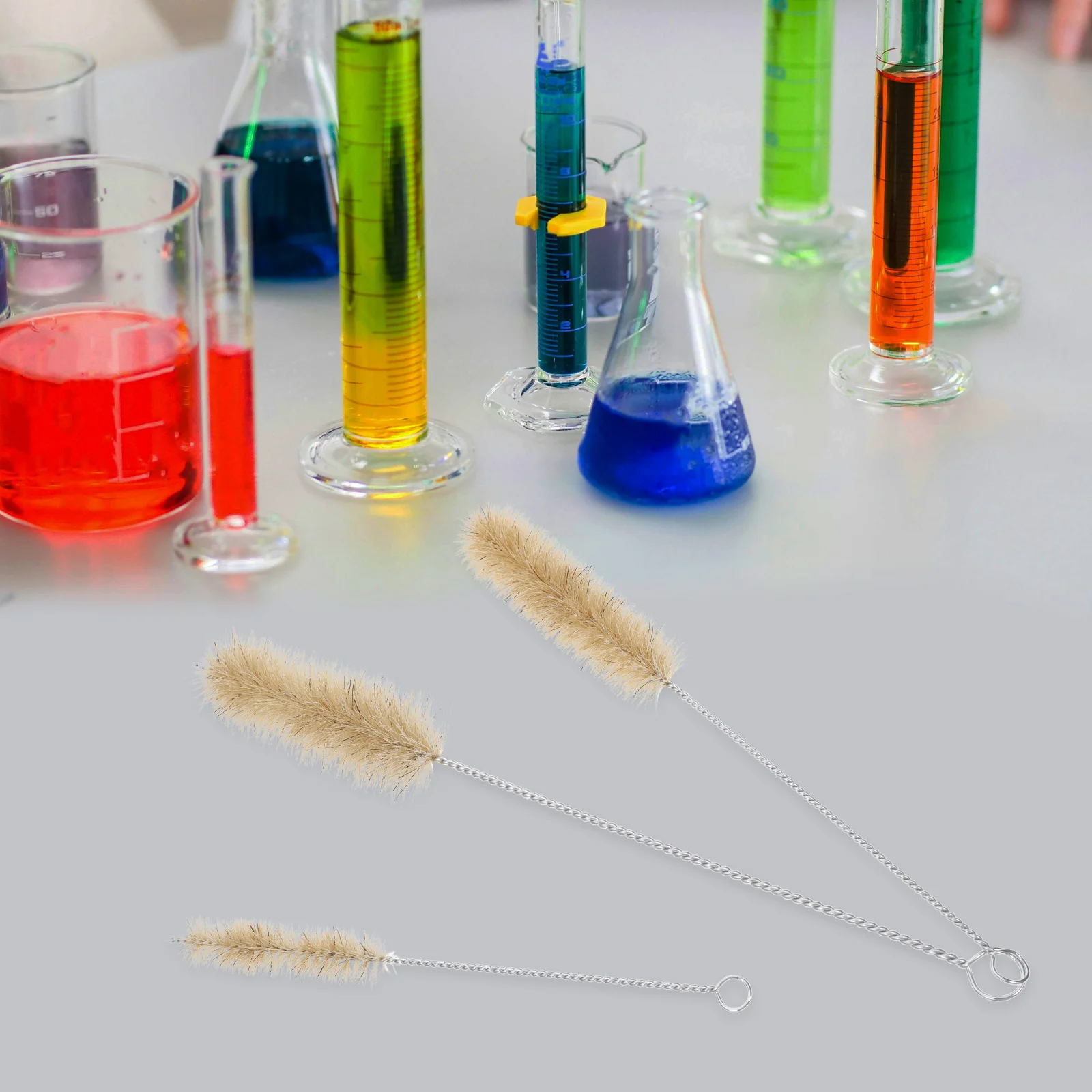 Frasco de cepillo de limpieza de laboratorio, biberón para cilindro de acero inoxidable, 3 uds.