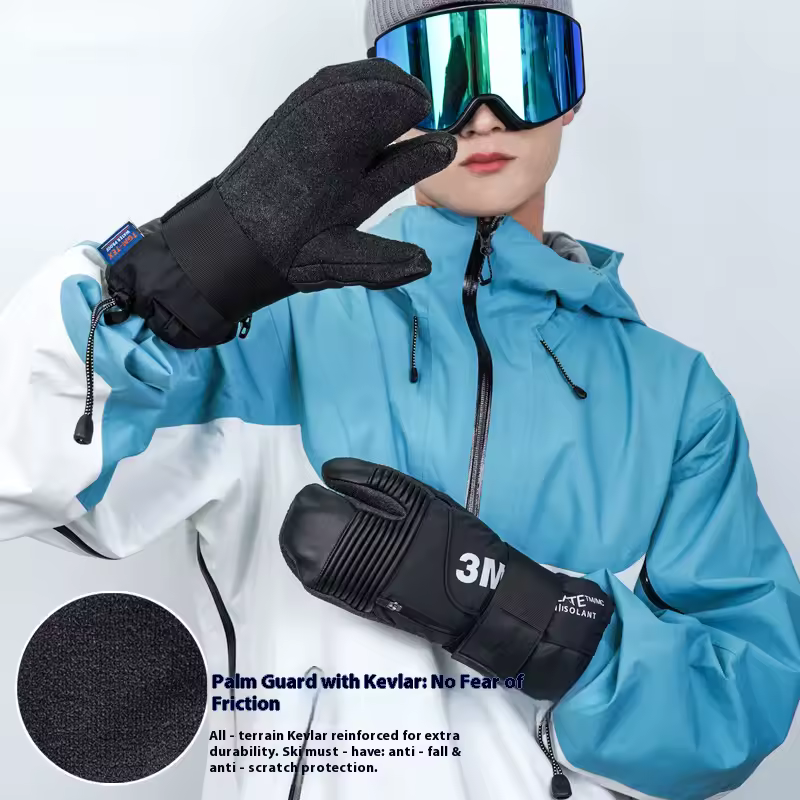 כפפות סקי וסנובורד מקצועיות | עור גדי ובידוד 3M עמיד למים