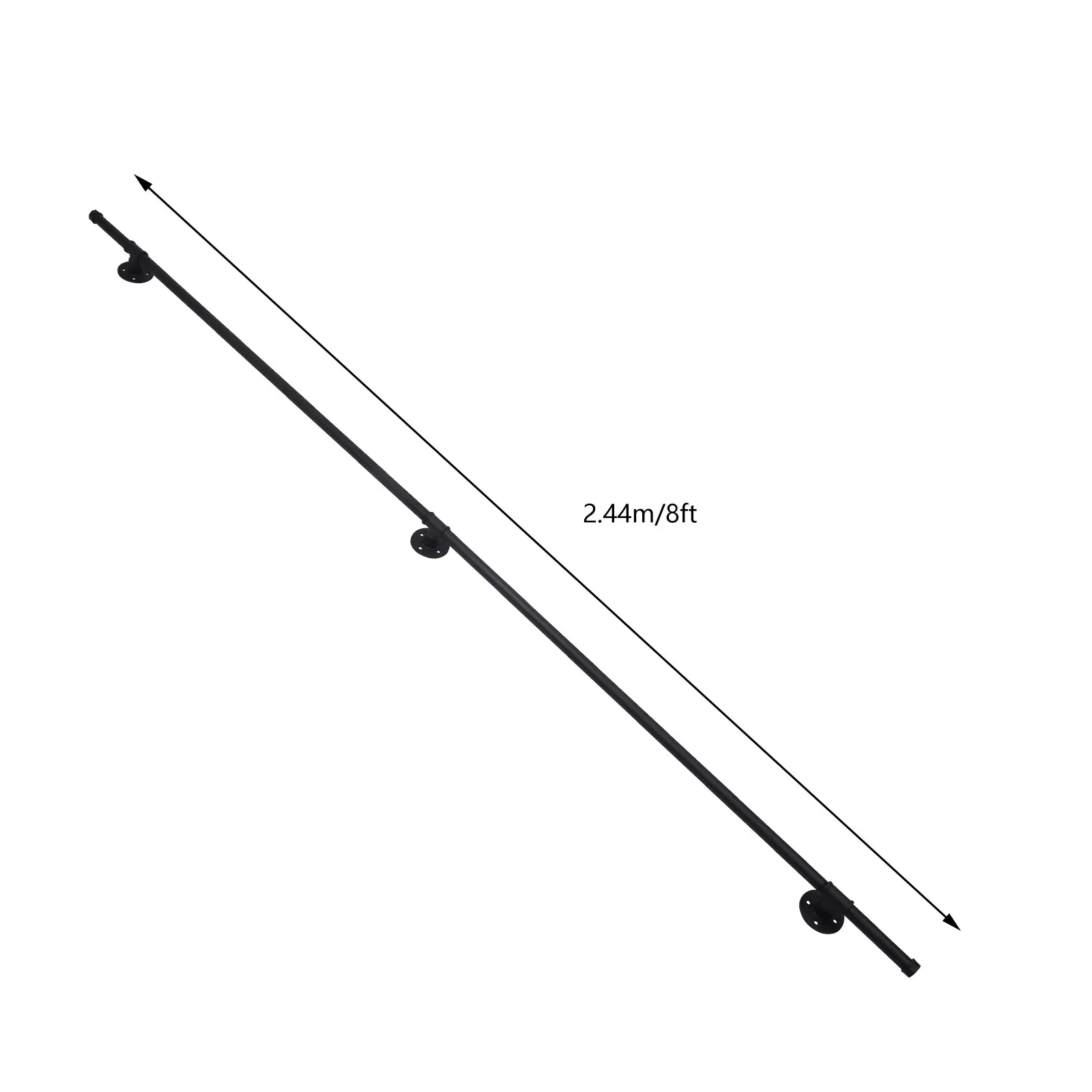 8 FT Wall-Mount  Iron Handrail Stair Railing Indoor Home w/ Installation Kit