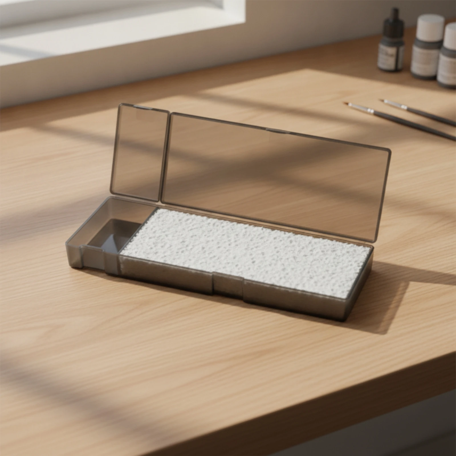 Wet Palette with Side Compartment Shallow Inner Tray Keeps Paints Damp for Miniature Art and Hobby Work