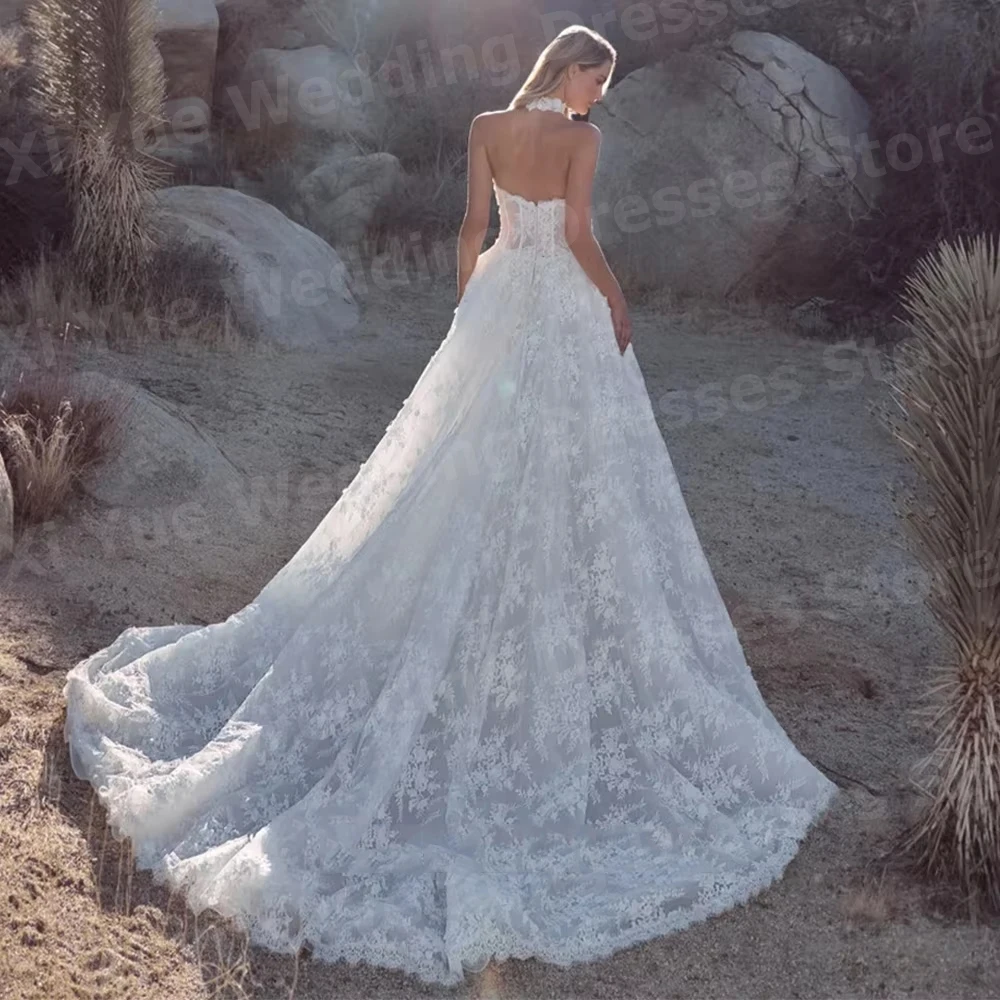 Graceful Pretty A Line Women's Strapless Long Sleeve Lace Wedding Dresses Vestido De Novia Bride Gowns Customized Robe De Mariée