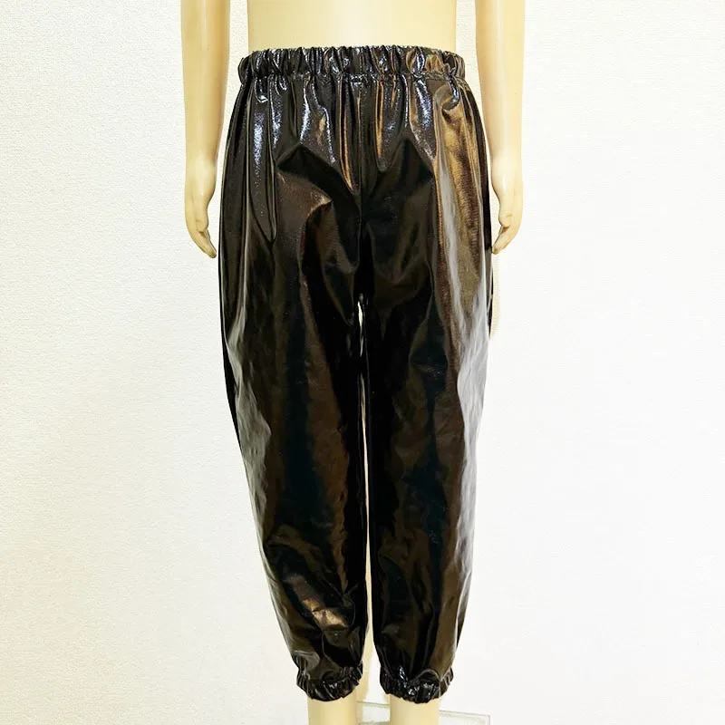 반짝이는 메탈릭 댄스 팬츠 – 어린이와 성인을 위한 신축성 있는 스트레이트 레그 테이퍼드 바지, 무대 공연에 적합