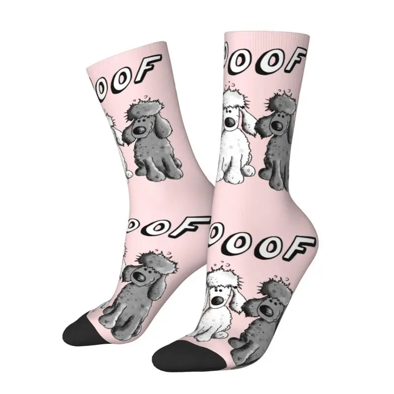 Novelty Men\'s Woof Poodles Dress Socks Unisex Breathbale Warm 3D Printed Cartoon Poodle Dog Crew Socks