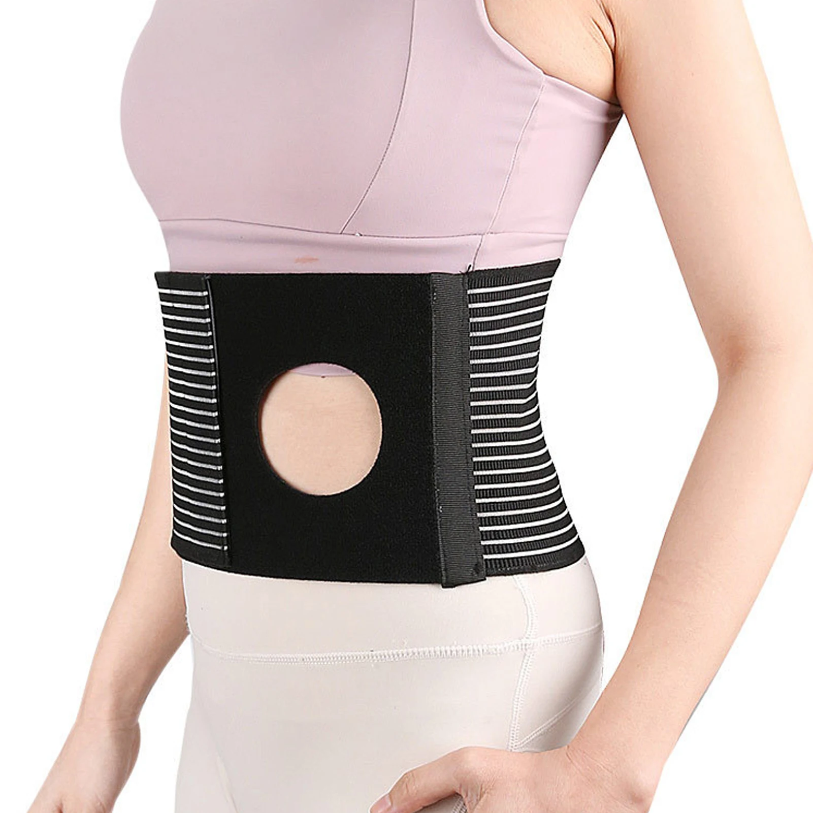 

Пояс для поддержки стомы: широкий эластичный бандаж для живота с регулируемой застежкой для надежной фиксации мешка для стомы, дышащий материал