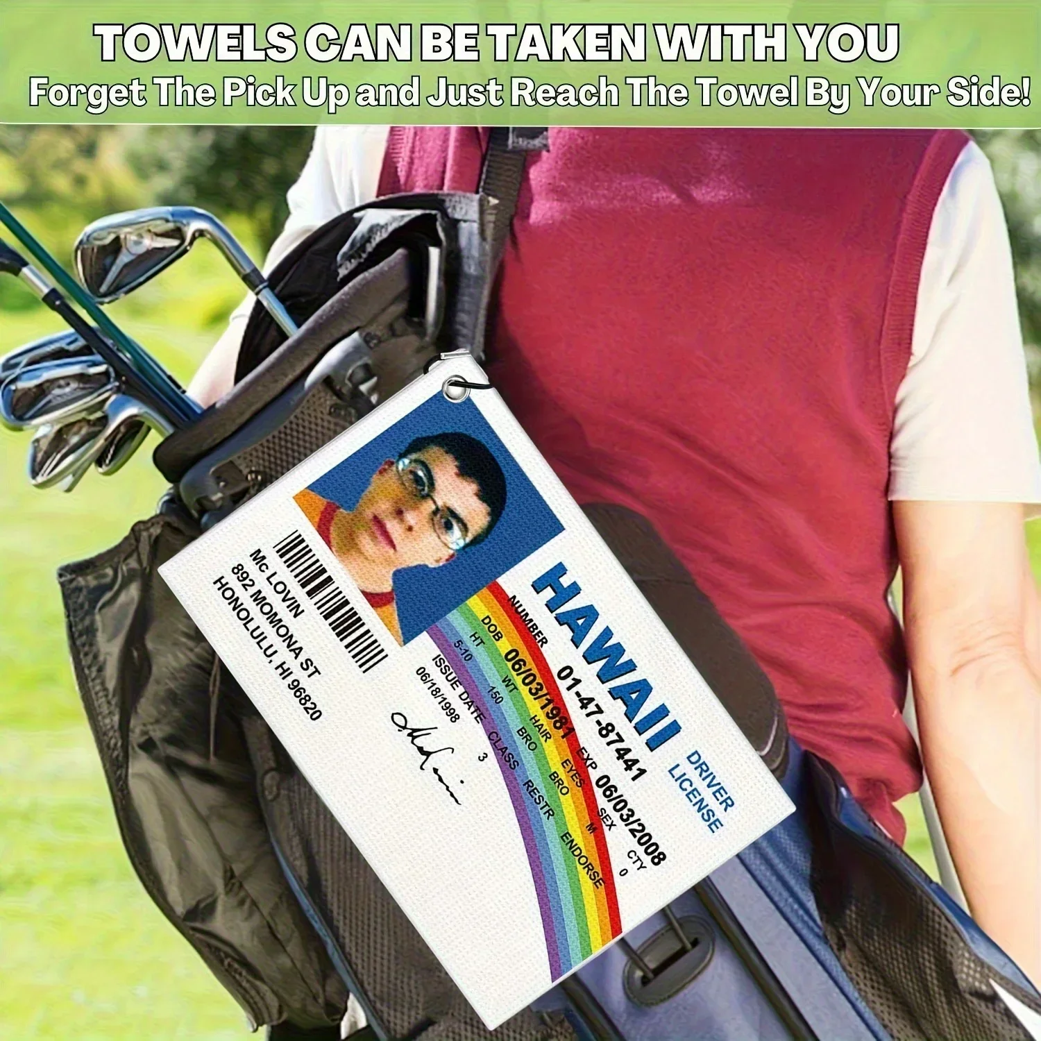 Funny Microfiber Premium Golf Towel Printed Golf Towels for Golf Bags for Men Women Great Golf Accessories for Men Golfers Dad