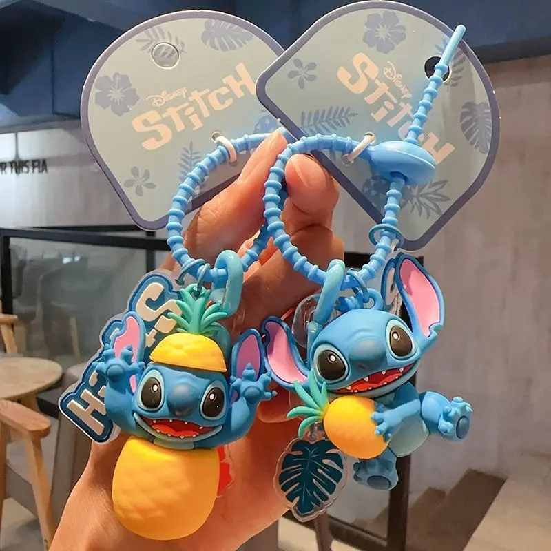 Disney Stitch animacja kreskówka na urządzenia peryferyjne zabawna torba szkolna z muzyką ananasową wisiorek pasek na rękę klamra para silikonowy brelok