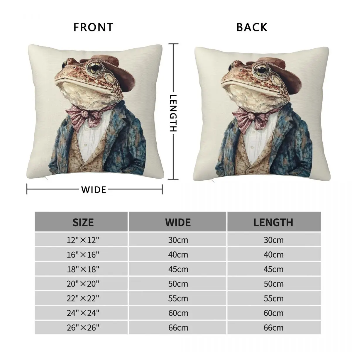 Earthy Cottagecore Toad Square Pillowcase Polyester Linen Velvet Creative Zip Decorative Throw Pillow Case Home Cushion Cover