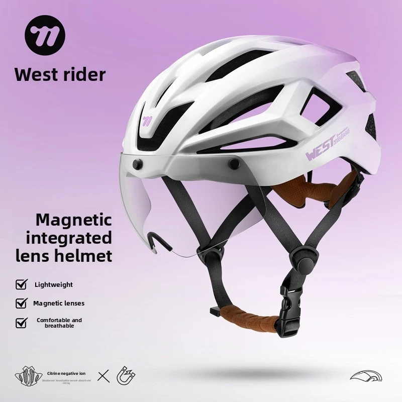 

Bike Helmet with Magnetic Goggles, Detachable Windproof Goggles for Mountain Road Cycling Safety