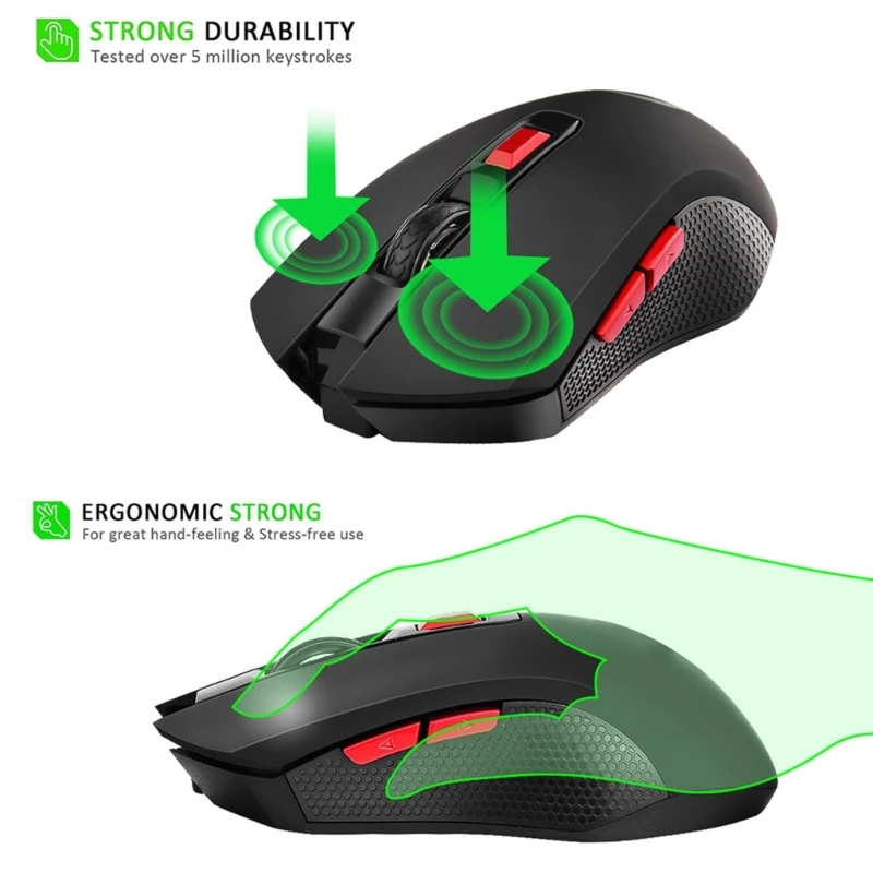 DN59 Advanced Optical Wireless Mouse with USB Connection, 2400DPI Mouse, Long Battery Use for Gamers and Professional