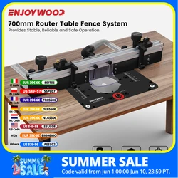 ENJOYWOOD 700mm Woodworking Router Table Fence Aluminium Alloy Profile Fence with 300mm T-track Sliding Brackets Bit Guard