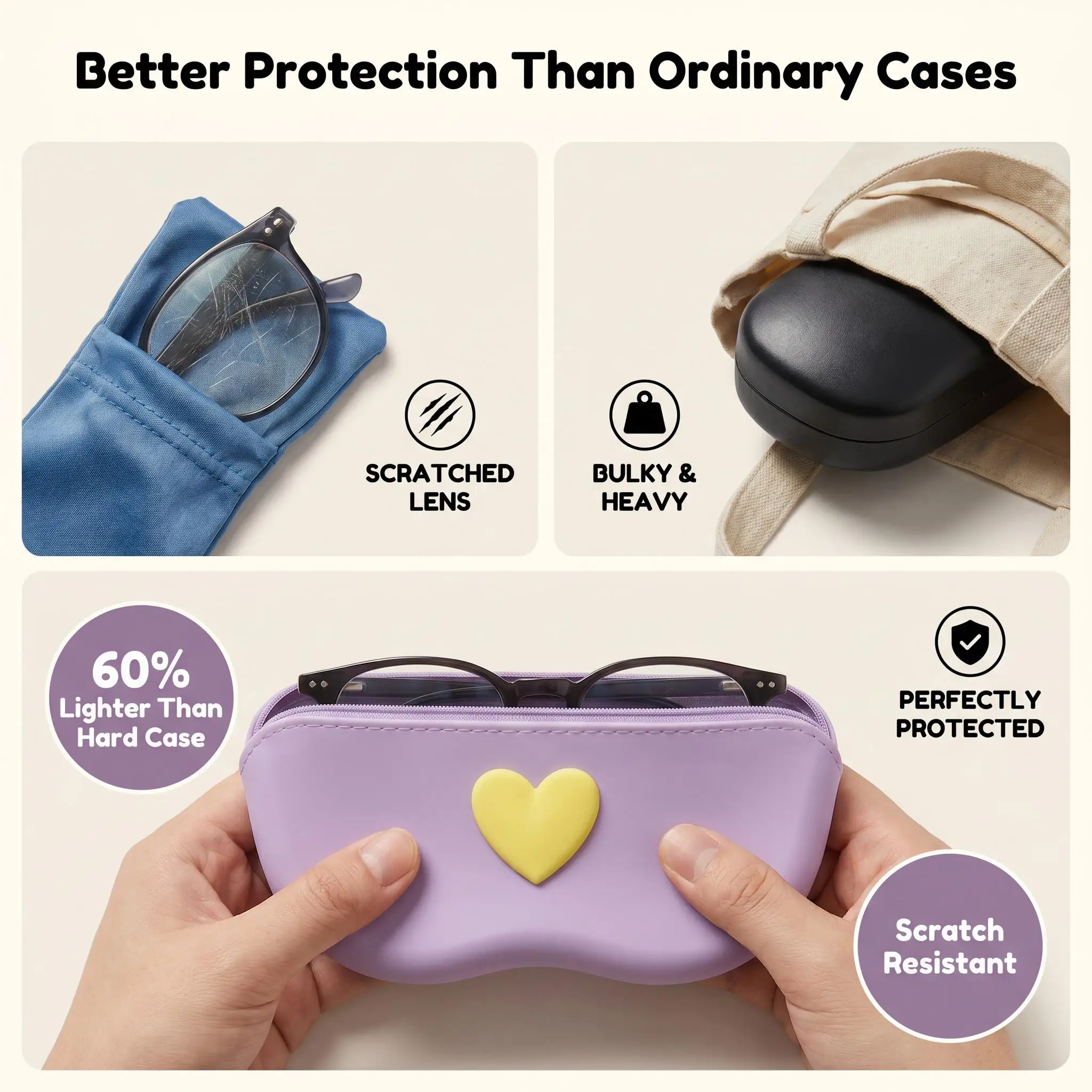 1PCS Romantic Heart Shaped Silicone Glasses Case Waterproof Drop Proof Soft Women Sunglasses Storage Box Fashion Couple Present