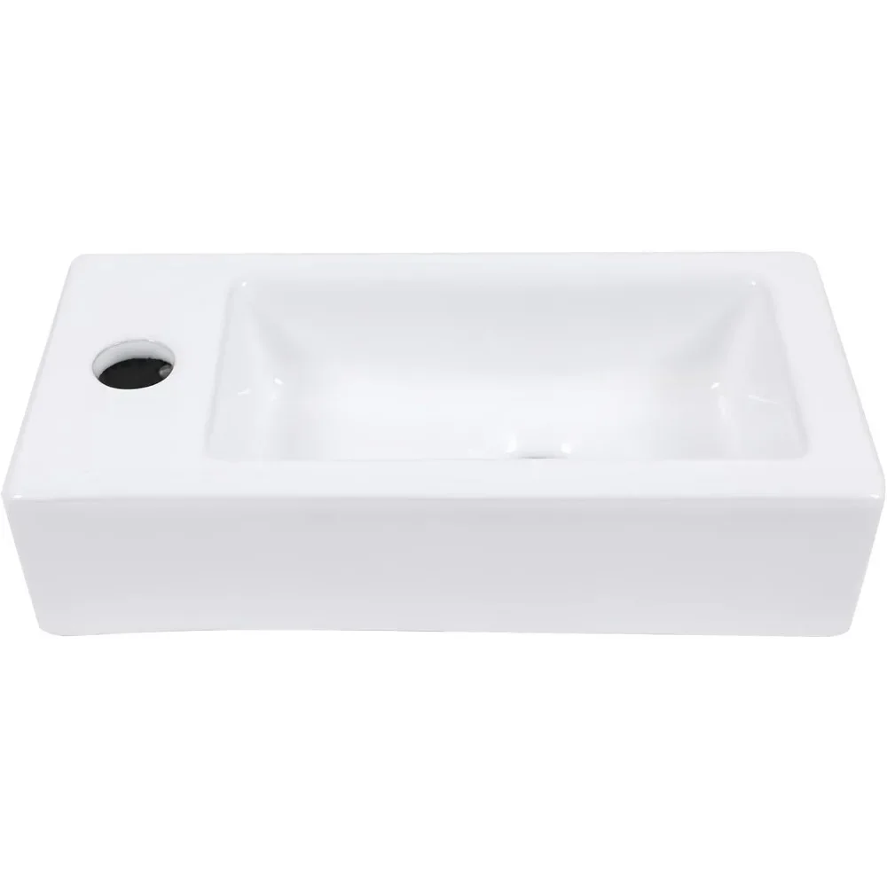 Bathroom Sink Wall-hung Small Container Sink Modern Floating Bathroom With White Ceramic Container Above Rectangular Counter