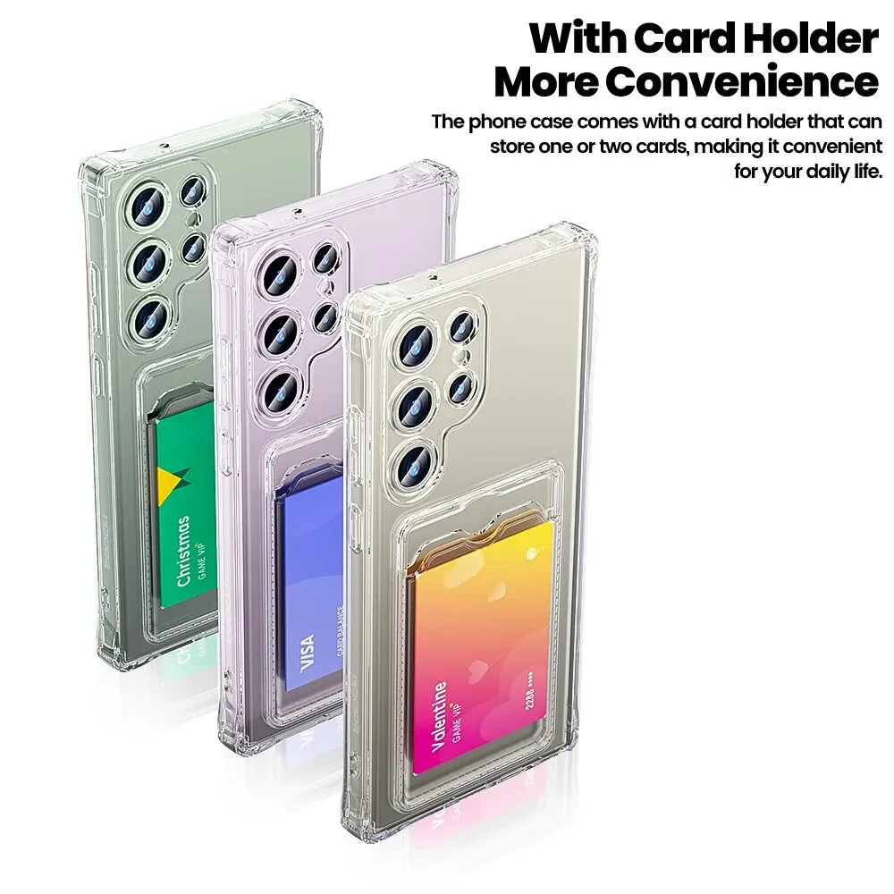 Toocki Transparent Bag Holder Phone Case For Samsung Galaxy S24 S23 S22 S21 Plus Ultra Clear Wallet Silicone Shockproof Cover