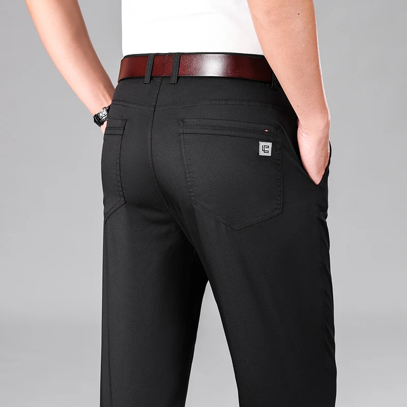 High end quality casual pants for men's summer thin and loose straight tube 2024 new office formal business pants