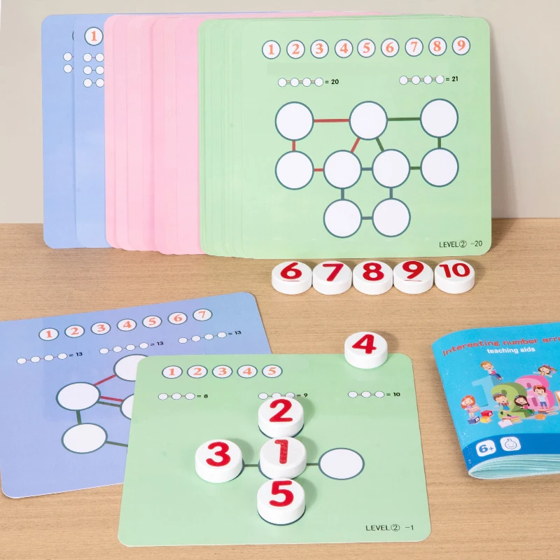 Gráfico de matemática de madeira para crianças, jogo de treinamento de pensamento, educação precoce, aprendizagem cognitiva, reconhecimento de números, brinquedo de auxiliares de ensino