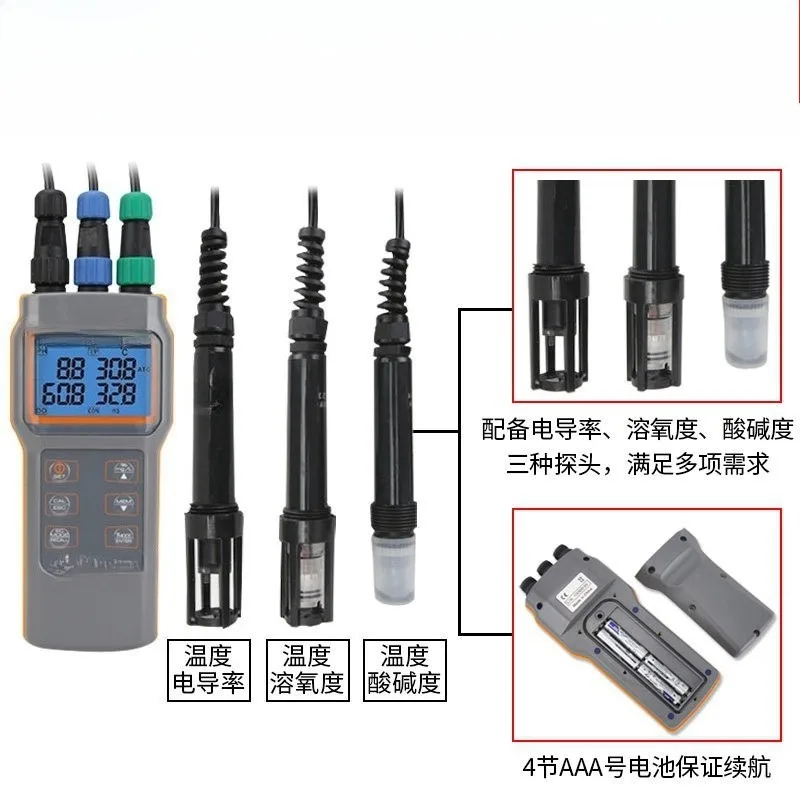 AZ86031 Dissolved Oxygen Meter Multifunctional PH Meter Dissolved Oxygen Conductivity Salinity Acidity Water Quality Tester