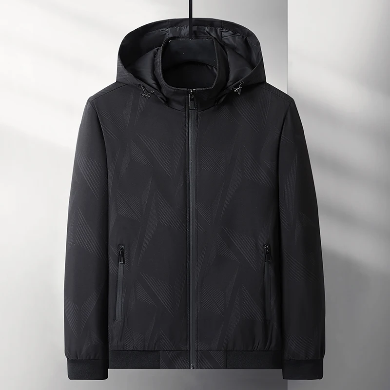 

Faionable Korean Sle Casual Hooded Jaet Men's Spring Autumn Thin Outerwear Detachable Cap Jaet Stand Fit Youthwear