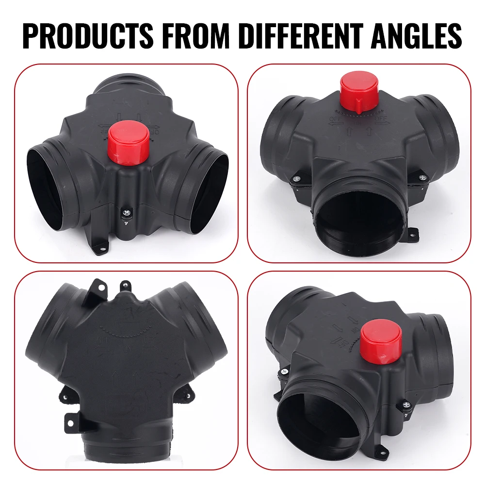75mm 90mm Y-Verteiler mit verstellbarer Ventilklappe, Luftkanalanschluss für Diesel-Standheizung, Auspuffrohr-Auslass, Auto, Wohnmobil – Detail 1