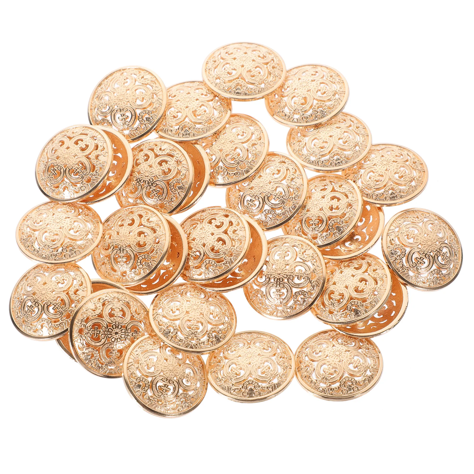 

30pcs 25Mm Metal Buttons Hollow Out Design Rustproof Durable For Clothing Jackets Hats Jeans Diy Sewing Fastener Craft Supplies